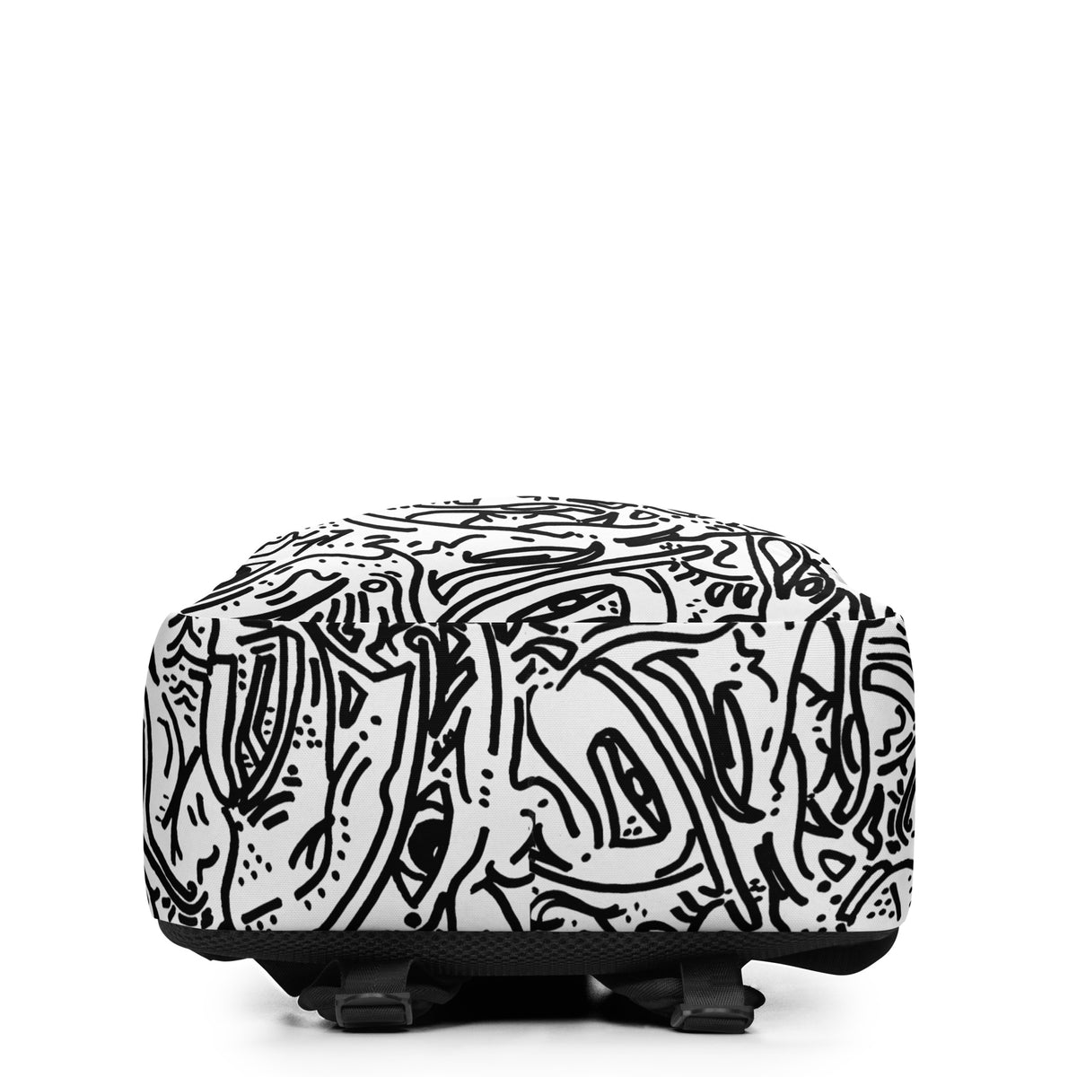 Base of the white backpack, black line forms running unbroken across the bottom panel