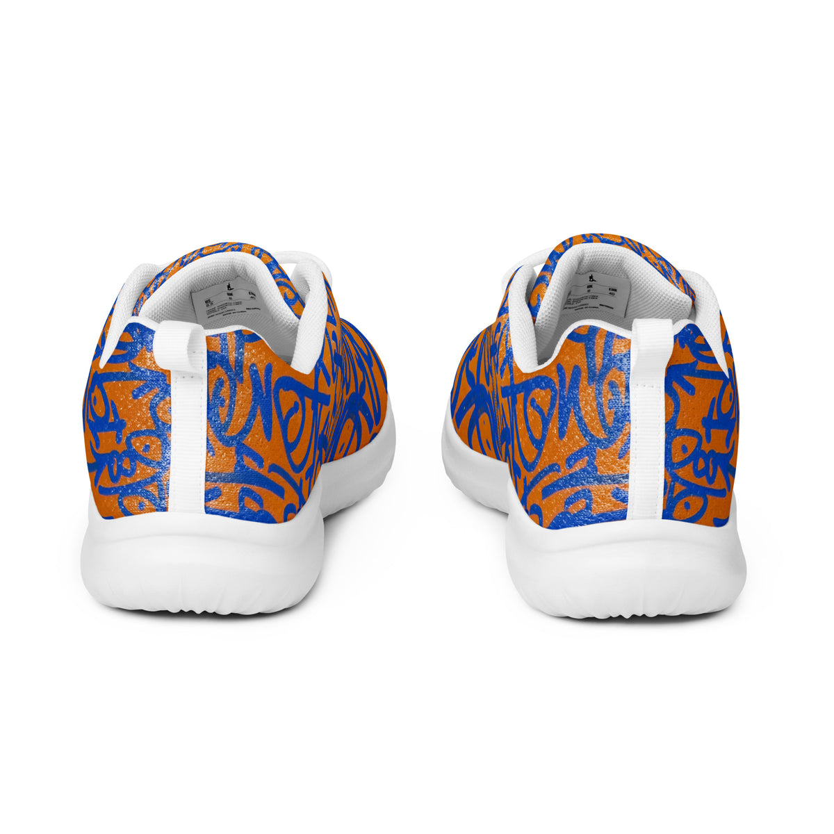 Lunar Dial Sneakers with white soles and laces, rear view showing the heel tabs and cobalt artwork.
