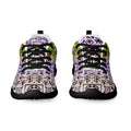 Lilac-to-sand gradient shoes drawn over with black sigils and pentacles, black soles and laces